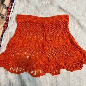 Vibrant Orange Crochet Skirt